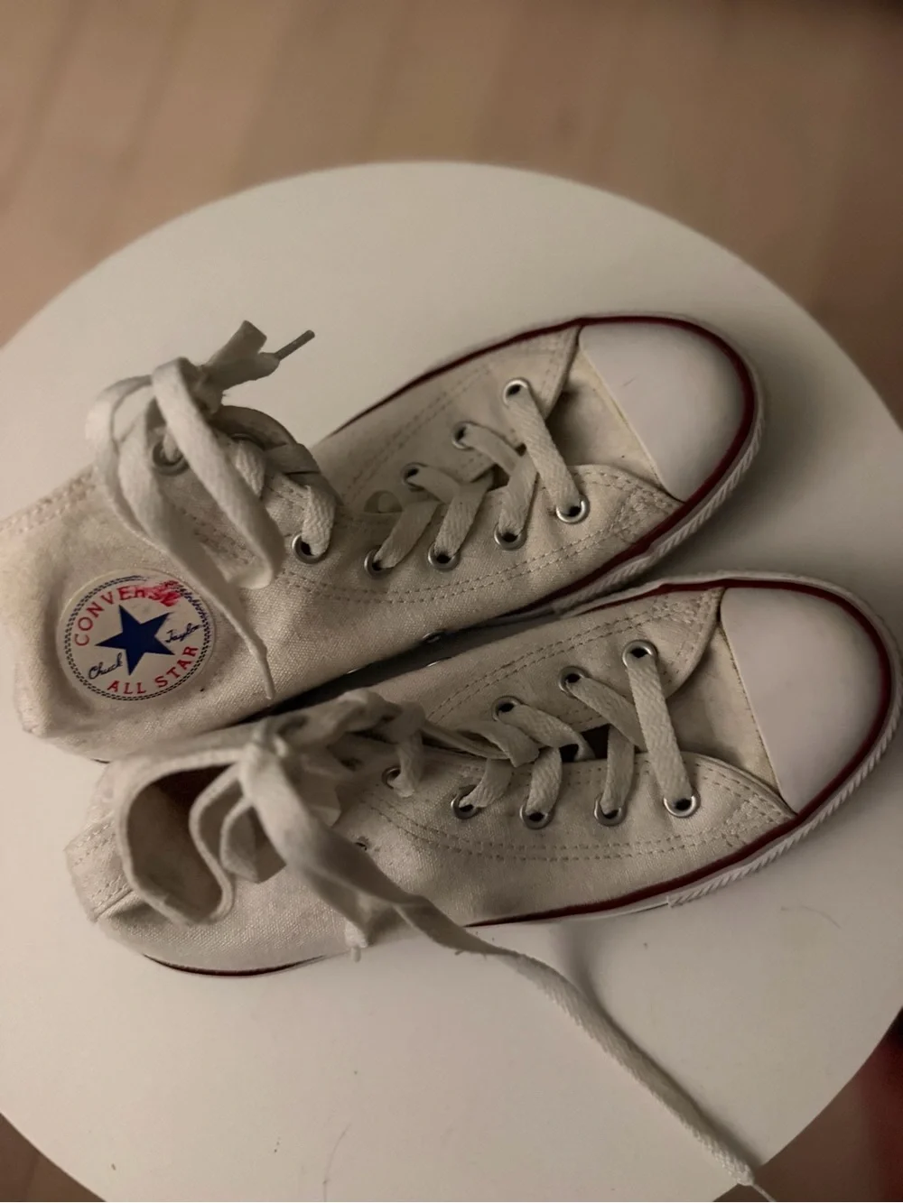 Converse Kids White High-Top Canvas Sneakers with Red Trim